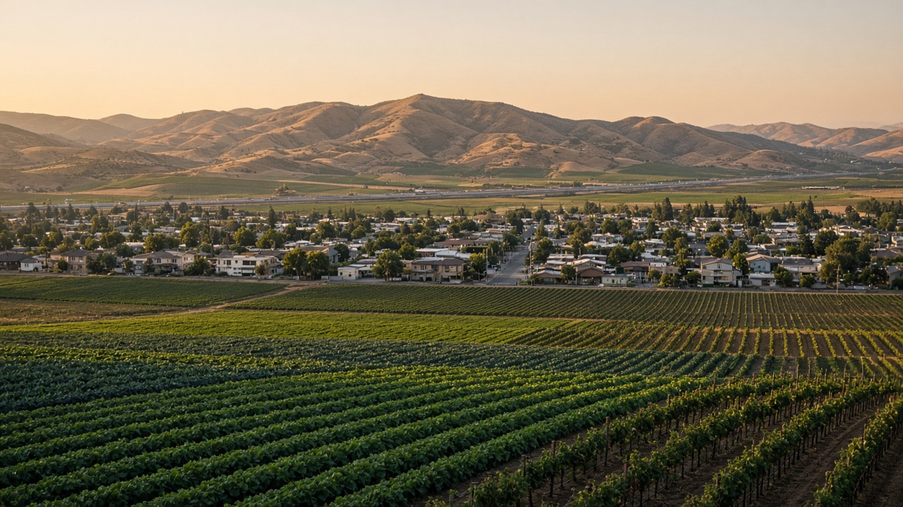 Farmland and hills in the Salinas Valley