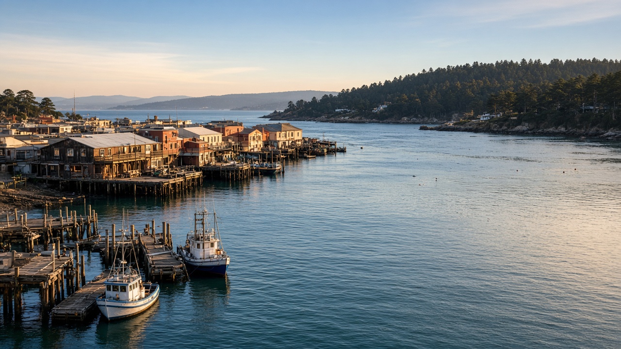 Boats and docks along Monterey’s waterfront.